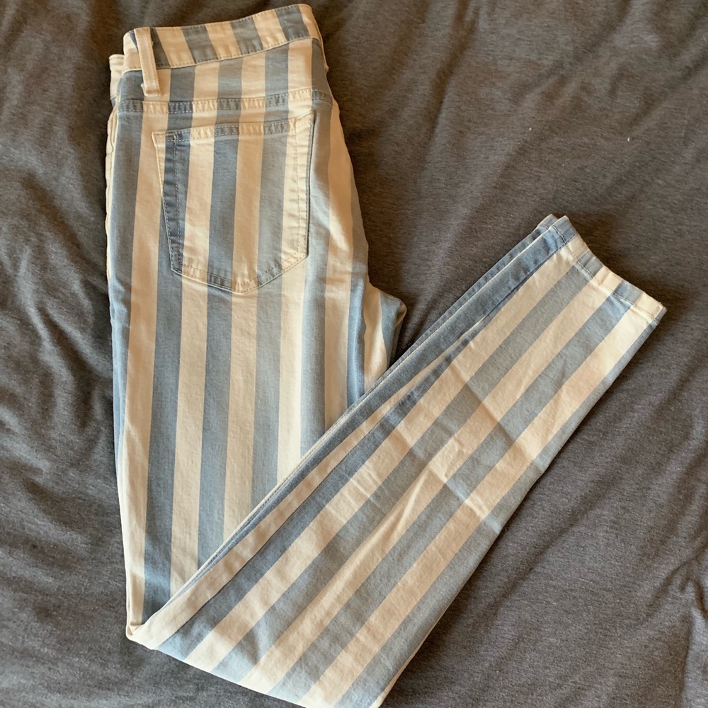 Denim and White striped Joes skinny jeans